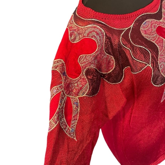 Wool Blend Vintage 80's Women's Red Sweater - Picture 6 of 6